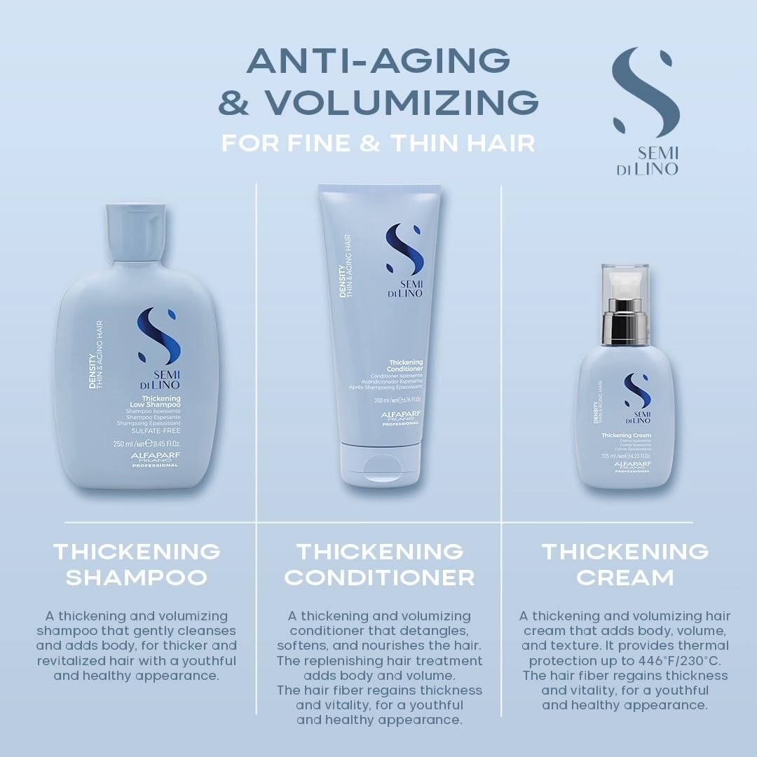 Alfaparf Milano Semi Di Lino Density Conditioner - Sulfate-Free Detangling Conditioner - Moisturizing Conditioner for Thin Hair with Filler Complex - Provides Softness & Added Volume