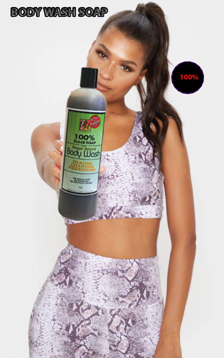 RA COSMETICS 100% Black Soap Body Wash Mango Scent 13 Fl Oz