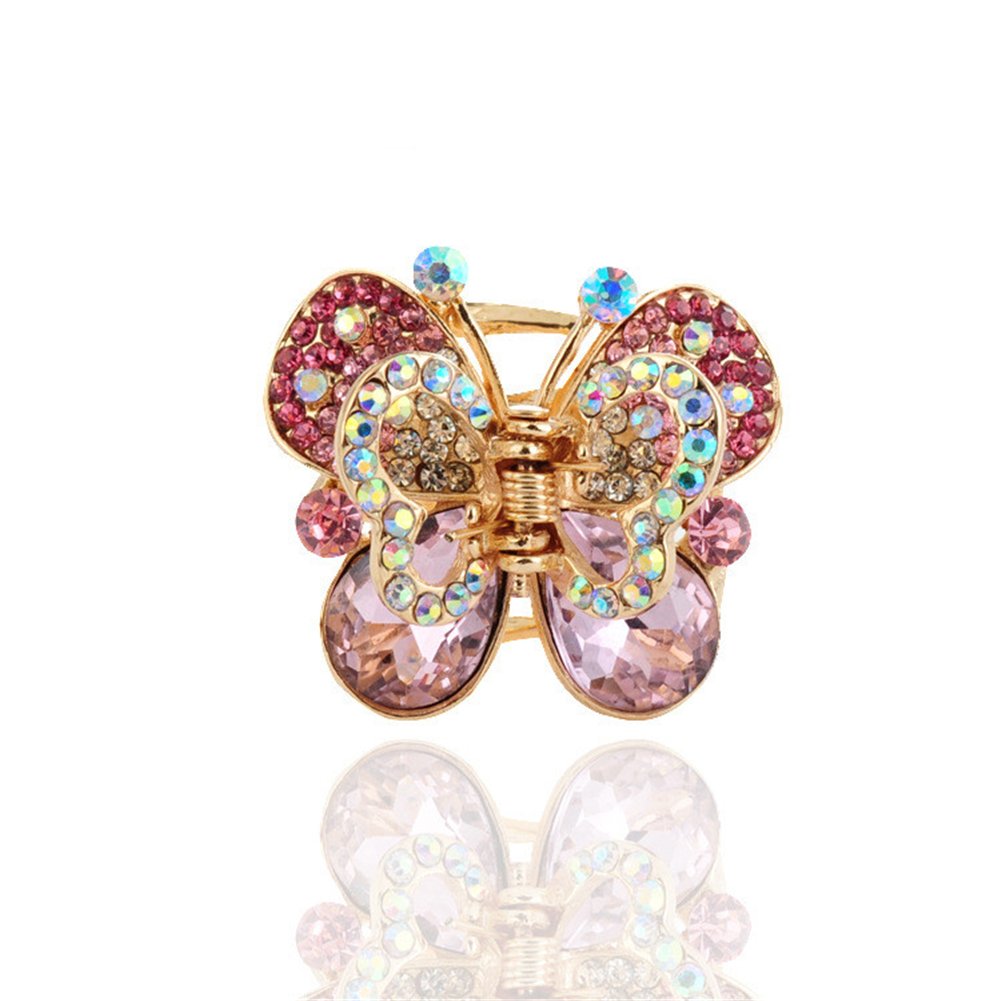 Casualfashion 4Pcs Rare Crystal Rhinestone Butterfly Bangs Clip Bow Hair Claw Gripper for Girl Women 1.261.10 inch