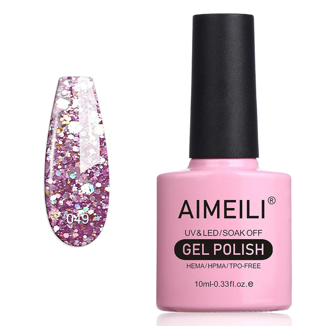 AIMEILI Shellac Soak Off UV LED Gel Nail Polish - Princess (049) Glitter 10ml