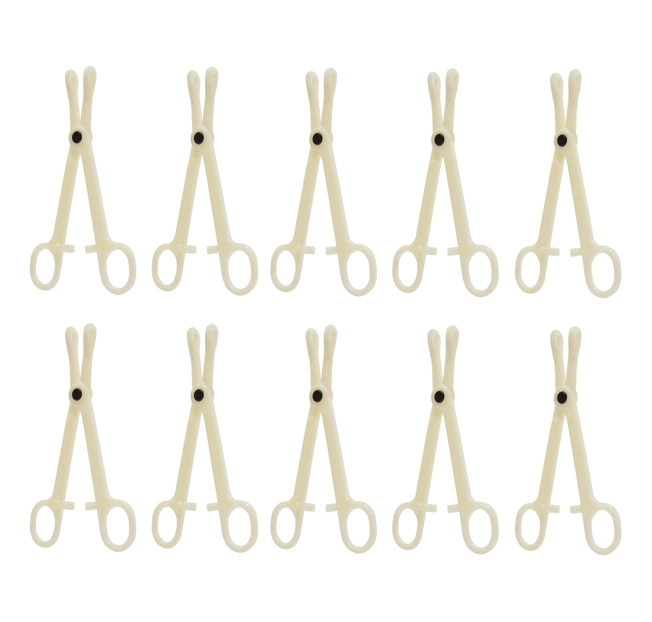 Black Menba Pack of 10 Disposable Sterile Slotted Navel Forceps For Tattoo Piercing Tool (B)