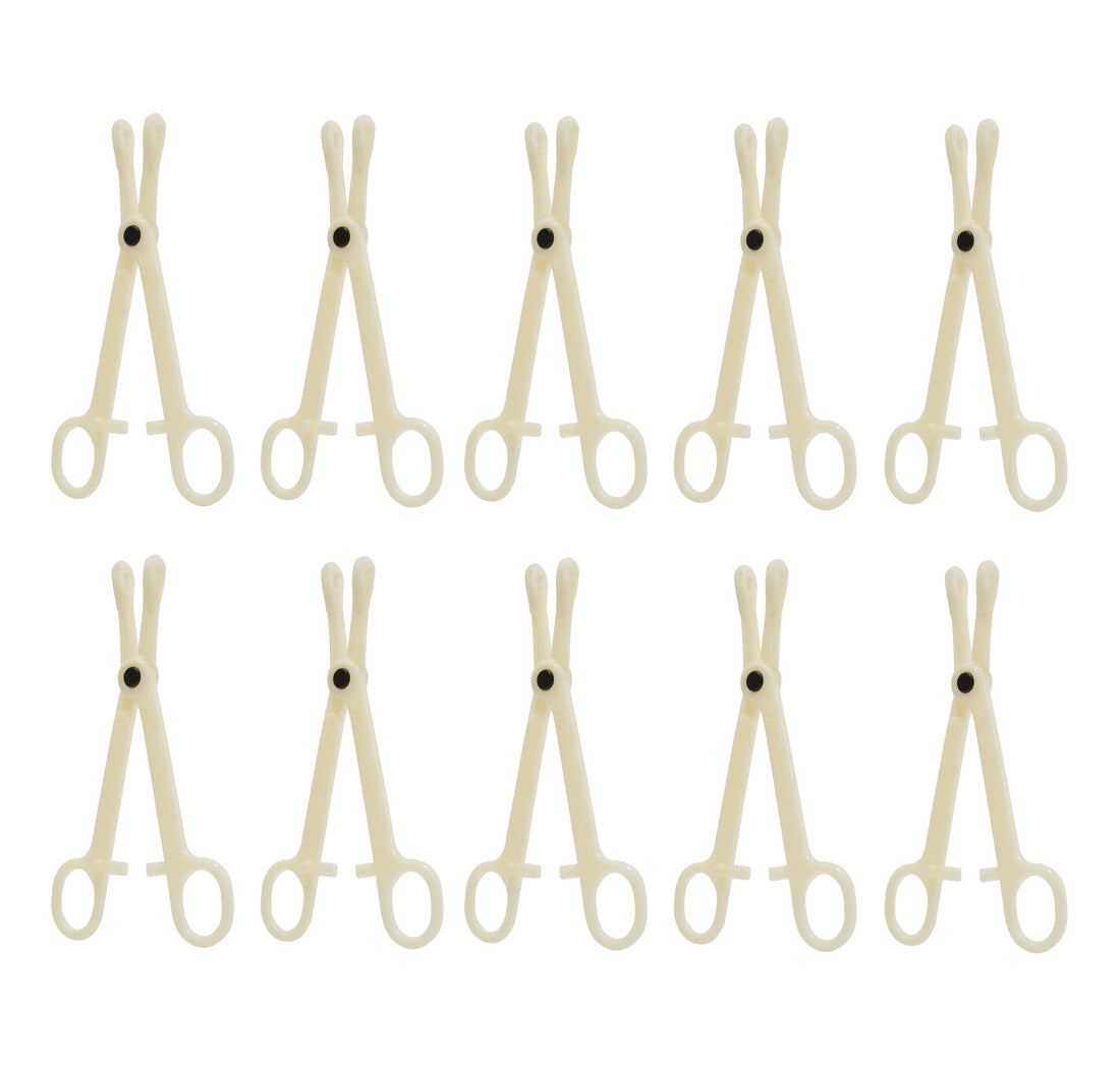 Black Menba Pack of 10 Disposable Sterile Slotted Navel Forceps For Tattoo Piercing Tool (B)