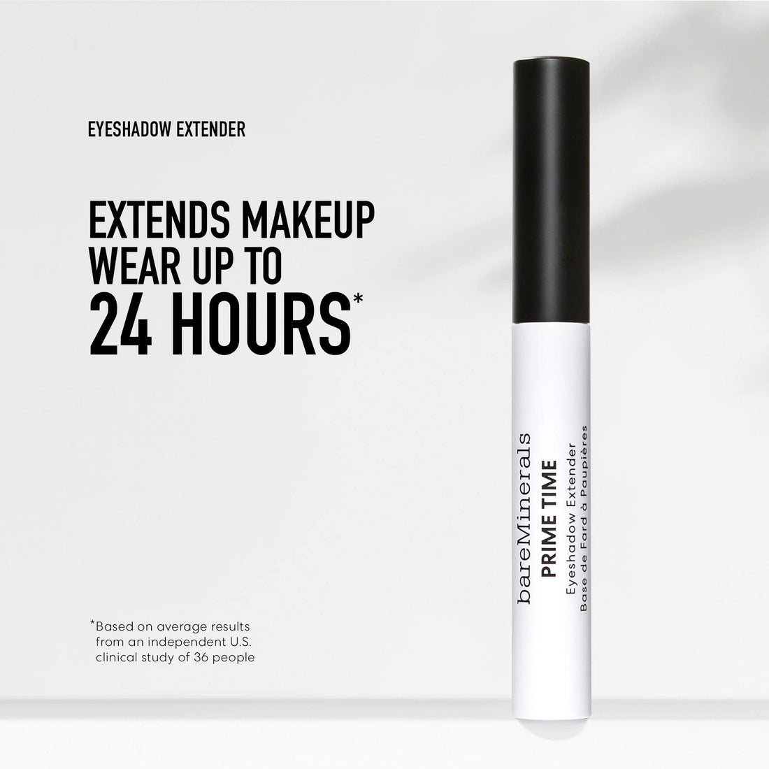 bareMinerals Prime Time Eyeshadow Extender, Primes + Smooths Eyelids For Eyeshadow Application, 24-Hour Wear, Crease-Proof, Waterproof, Vegan