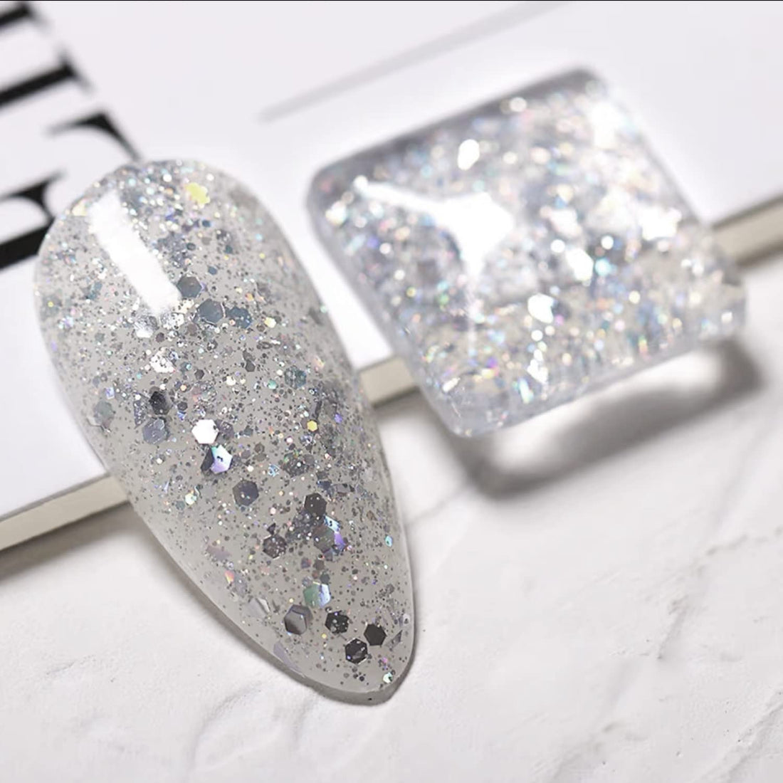 Vishine Long-Lasting Shiny Color Soak Off UV LED Manicure Lacquer Gel Nail Polish (1853-Glitter Silver)