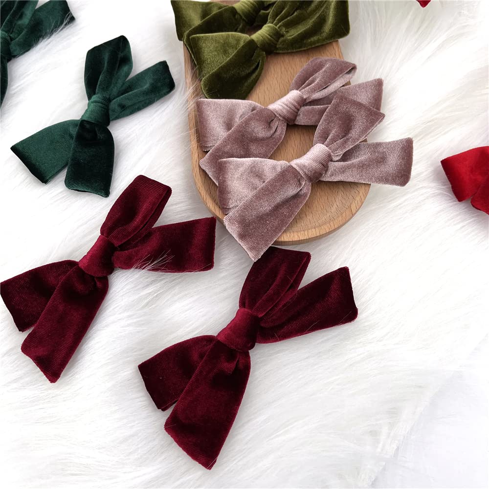 Big Velvet Bow Hair Clips Barrettes Baby Girl Hair Bows Alligator Clip Accessories for Little Girls Toddler Kids Teens Women (5 Inches 8 Pairs)