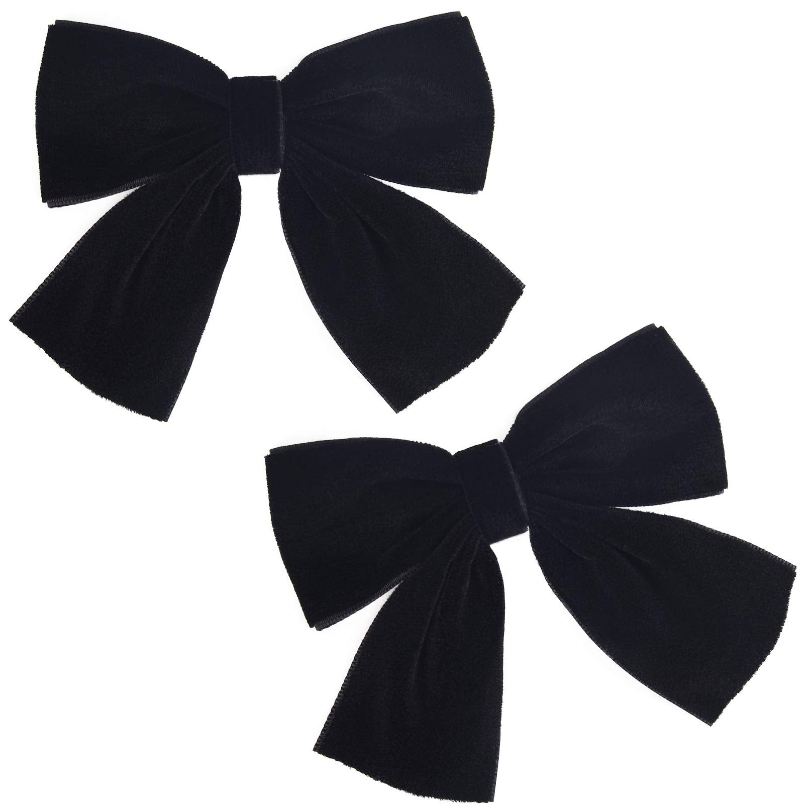 DEEKA 2 PCS 4 Hand-made Velvet Hair Bows Alligator Clips Hair Accessories for Little Teen Toddler Girls Kids Set of 2 -Black