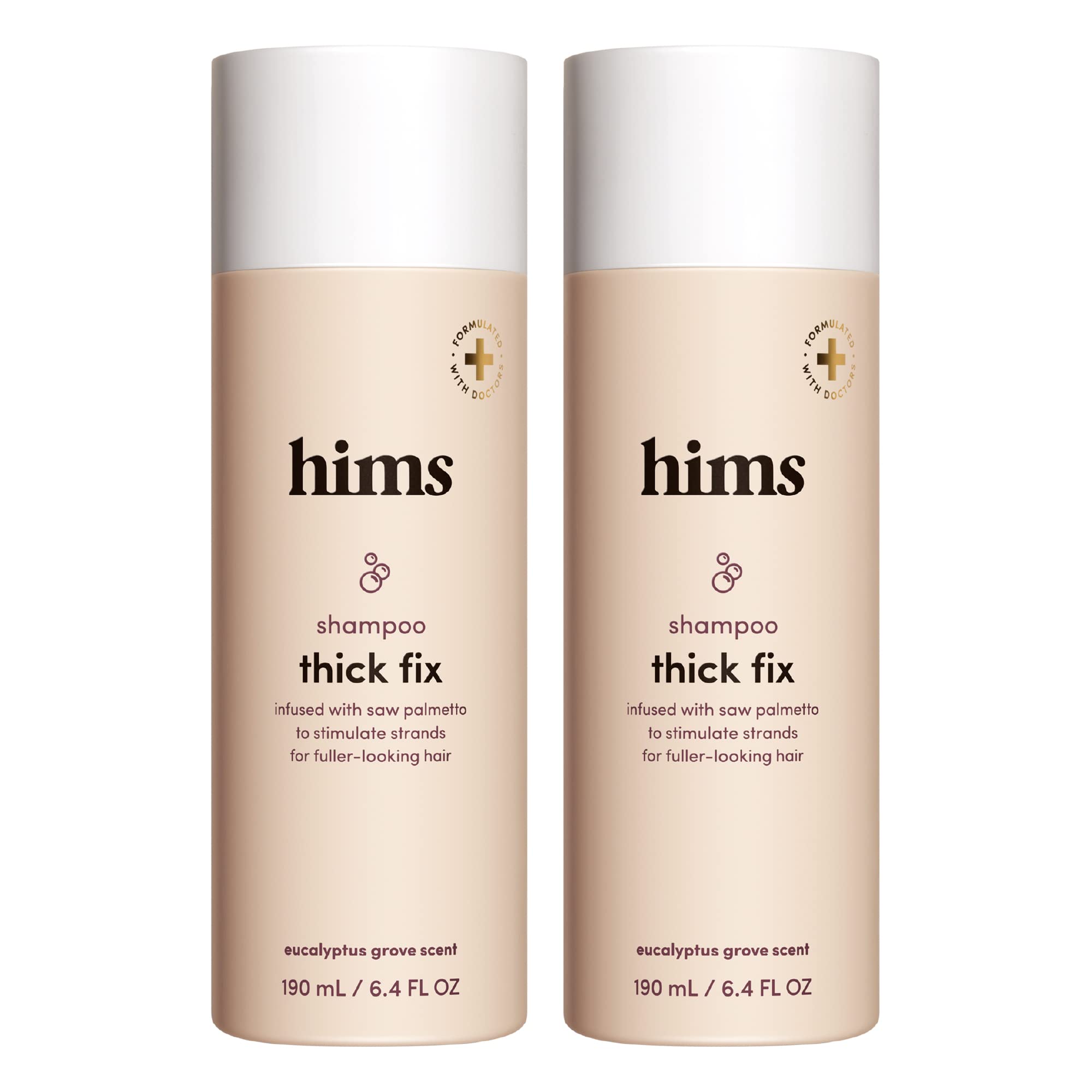hims Thick Fix Hair Thickening Shampoo for Men, 2 Pack - Hair Loss Shampoo with Saw Palmetto and Niacinamide - No Parabens or Sulfates, Vegan and Cruelty Free - Eucalyptus Grove - 2 x 6.4 fl oz