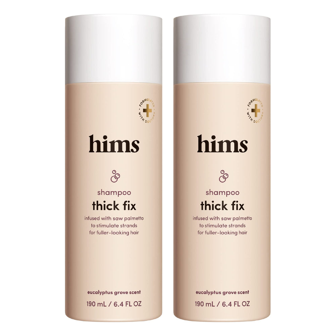 hims Thick Fix Hair Thickening Shampoo for Men, 2 Pack - Hair Loss Shampoo with Saw Palmetto and Niacinamide - No Parabens or Sulfates, Vegan and Cruelty Free - Eucalyptus Grove - 2 x 6.4 fl oz
