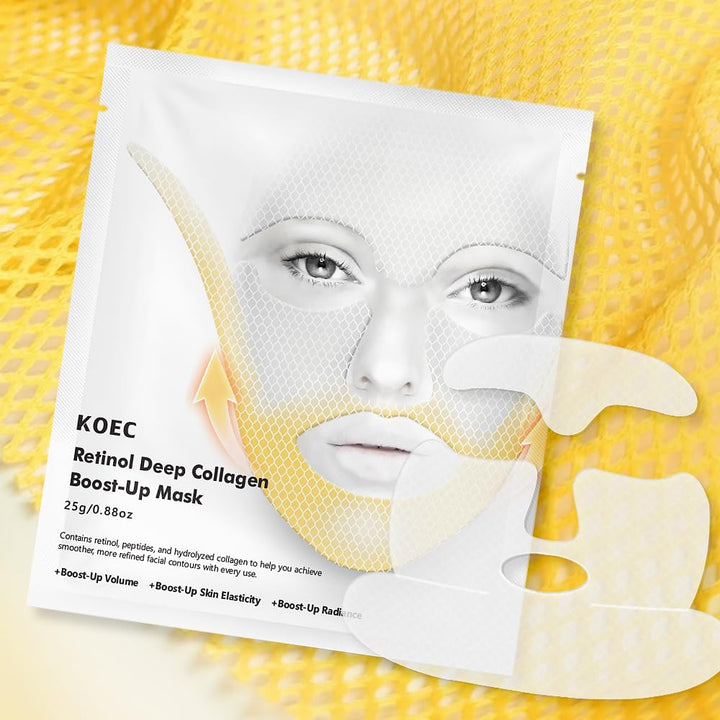 Retinol Collagen Lifting Mask, Deep Collagen Anti-aging Facial Mask for Glass Glow Skin, Hydrating Overnight Hydrogel Face Mask for Lifting, Firming and Moisturizing, 4 Packs