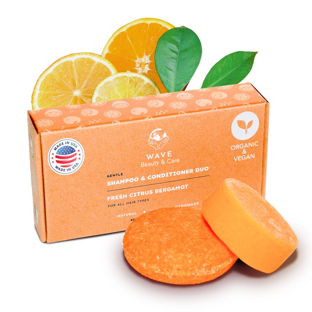 Clever Yoga Shampoo & Conditioner Bar Set - Fresh Citrus Refreshing Shampoo and Conditioner Bar, Vegan, Natural & Organic Hair Products for Women & Men - Long-Lasting (80-120 Uses)
