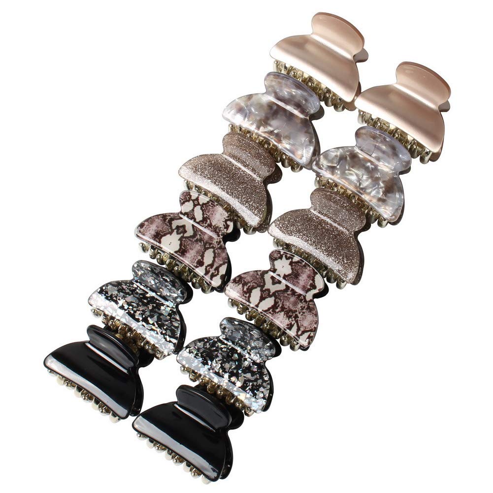 1.57 inch Floral Printed Small Acrylic Hair Claw Clips for Girls and Women,Plastic No-Slip Grip Jaw Hair Clip Hair Jaw Clamp,Pack of 12 (Color E)