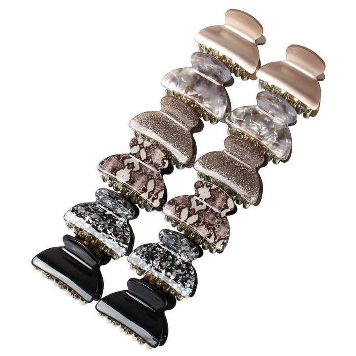 1.57 inch Floral Printed Small Acrylic Hair Claw Clips for Girls and Women,Plastic No-Slip Grip Jaw Hair Clip Hair Jaw Clamp,Pack of 12 (Color C)