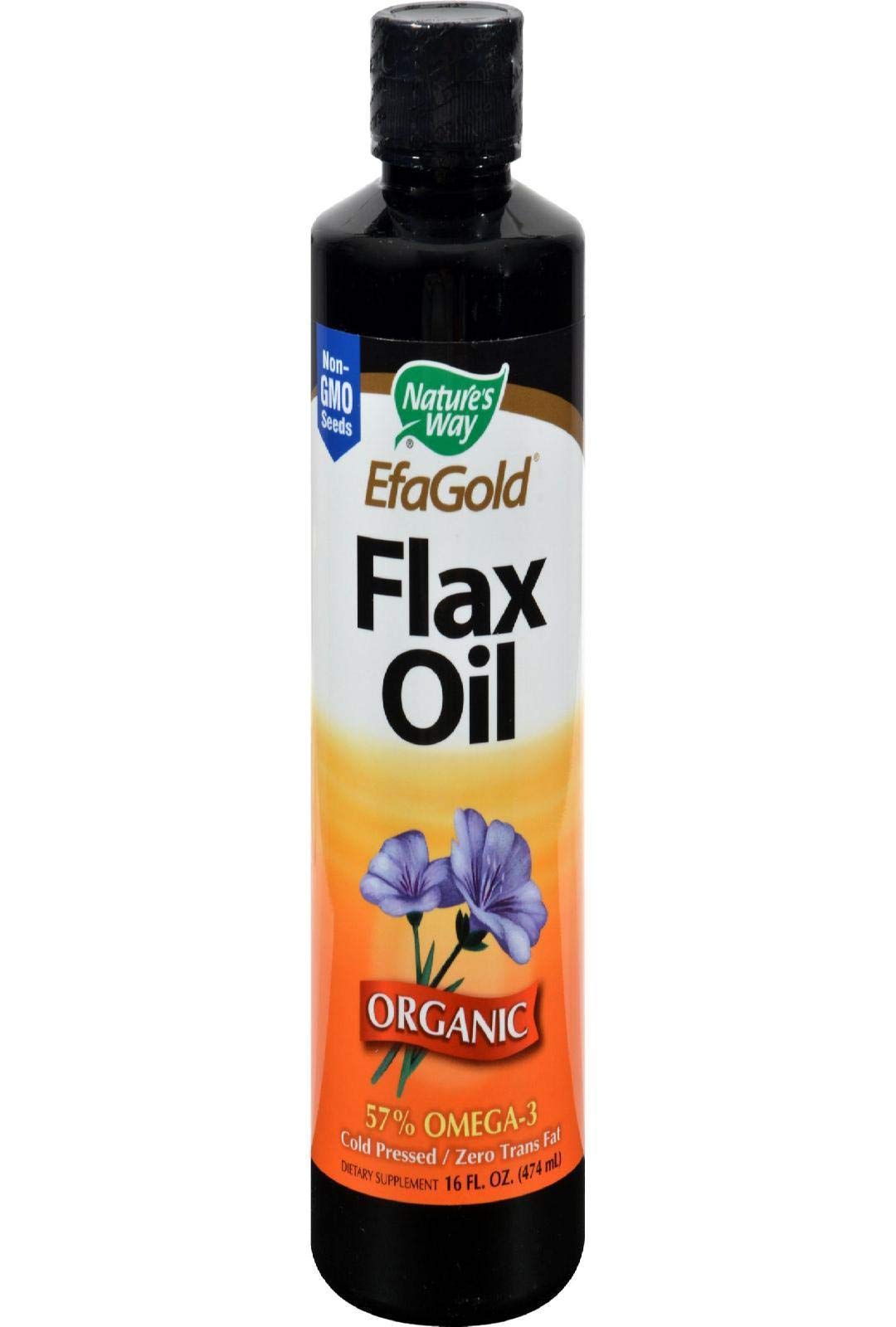Nature's Way Organic Flax Oil, USDA Certified Organic, Omega-3, 6, 9, Cold Pressed, 16 Fl Oz (Packaging May Vary)