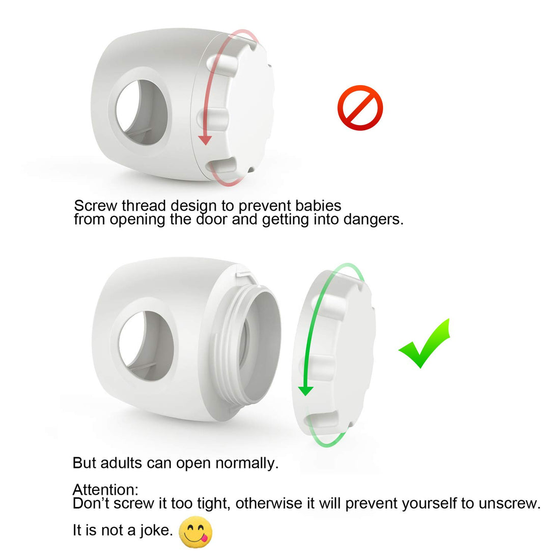 Uxoz Door Knob Safety Cover, 4 Pack Baby Safety Door Handle Cover, Screw Thread Design, Reusable, Reliable Solution to Prevent Kids from Popping Off The Covers
