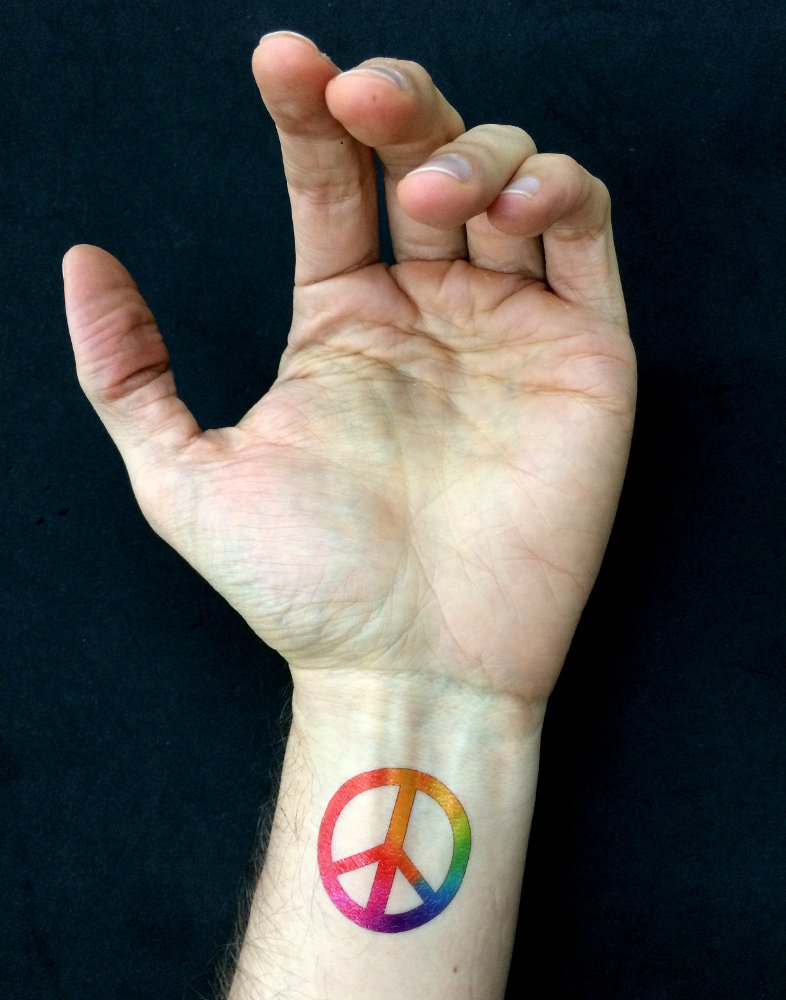 Rainbow Peace Symbol Sign Tattoos