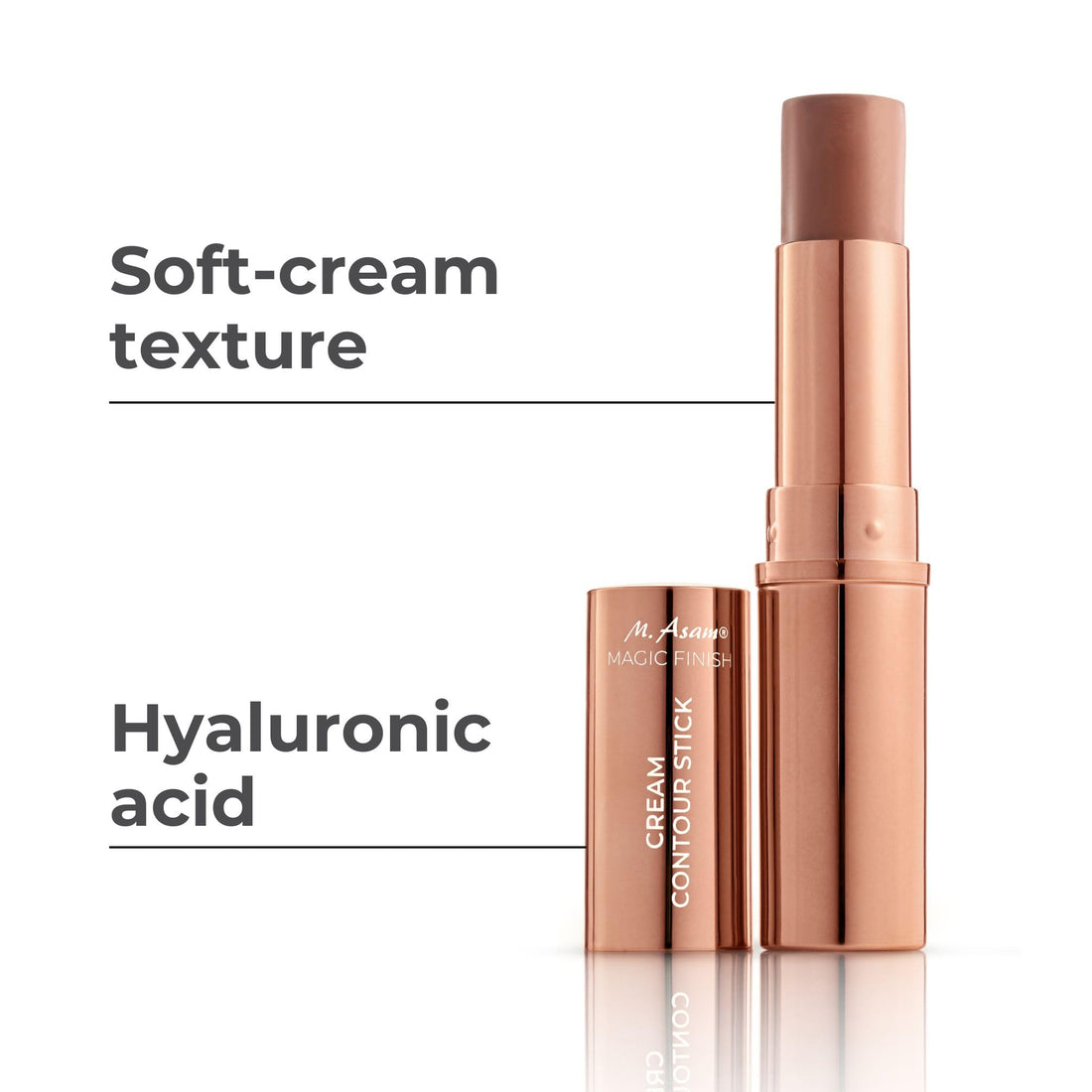 M. Asam MAGIC FINISH Cream Contour Stick light medium (0.28 Oz)- creamy contour stick for a defined face shape, creates optical shadows, bronzer stick with moisturizing hyaluronic acid, vegan