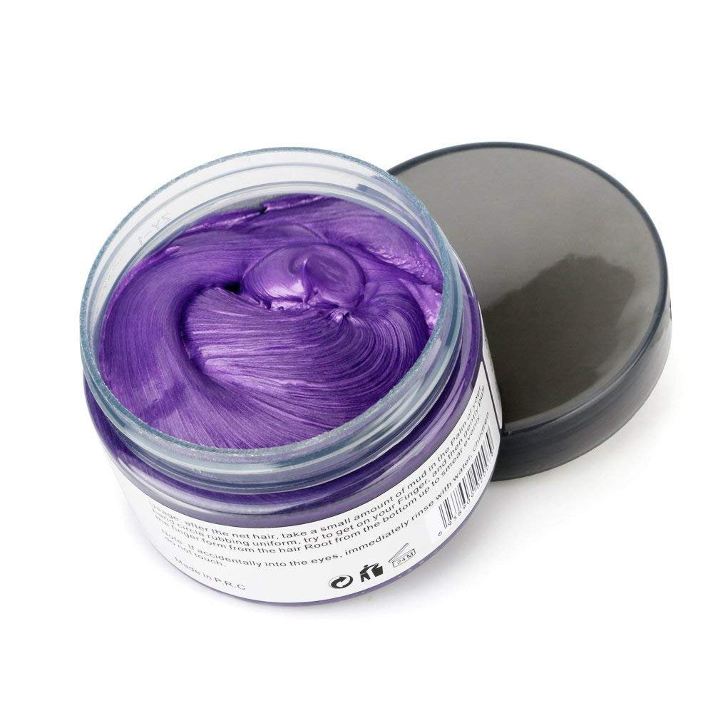 MOFAJANG Unisex Hair Wax Color Dye Styling Cream Mud, Natural Hairstyle Pomade, Washable Temporary,Party Cosplay (Purple)