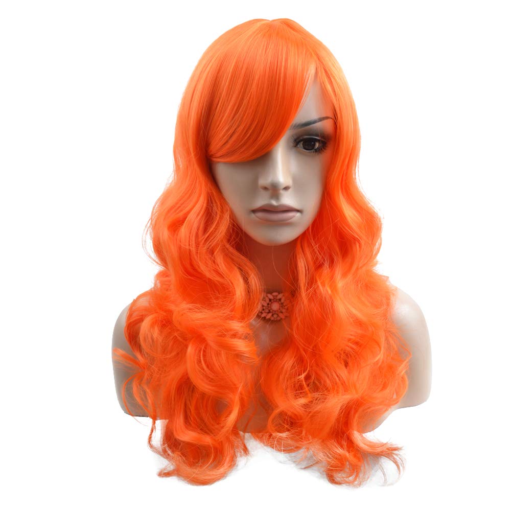BERON 24 Stylish Long Curly Orange Hair Wig Party Perruque (Orange)