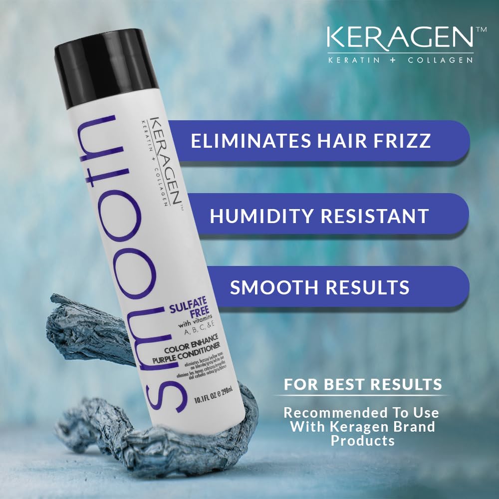 Keragen ââ‚¬â€œ Sulfate-free Color Enhance Purple Shampoo for Neutralizing Yellow Tones on Blonde and Silver Hair with Keratin, Panthenol, Vitamins, Collagen, and Jojoba Oil - 10oz