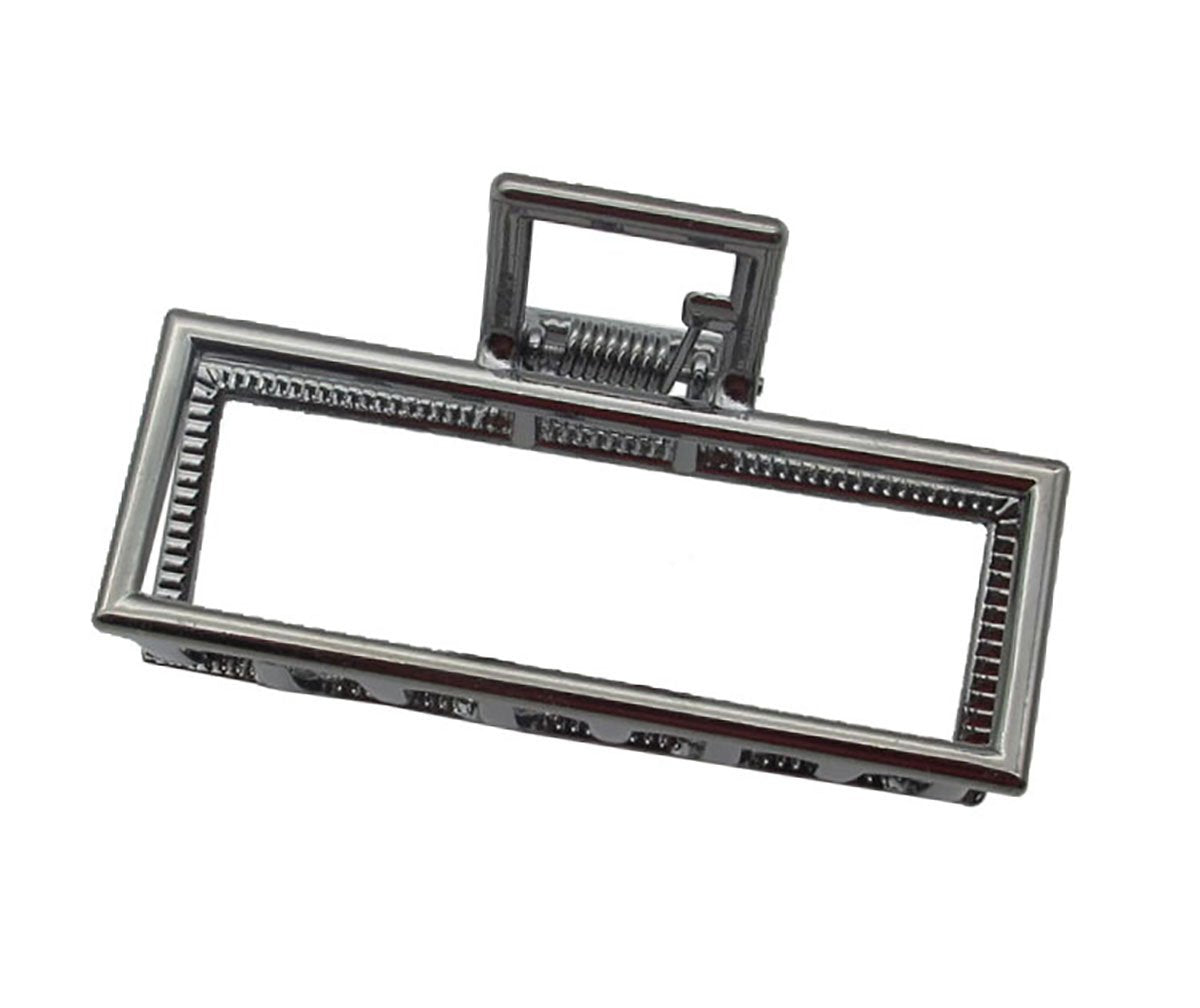 Fodattm Vintage Metal Hair Claw Jaw Clips Clamp Accessories for Girls Women (Rectangle Black)