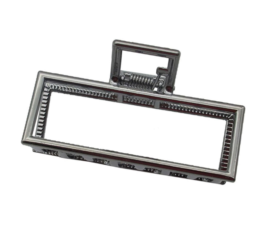 Fodattm Vintage Metal Hair Claw Jaw Clips Clamp Accessories for Girls Women (Rectangle Black)