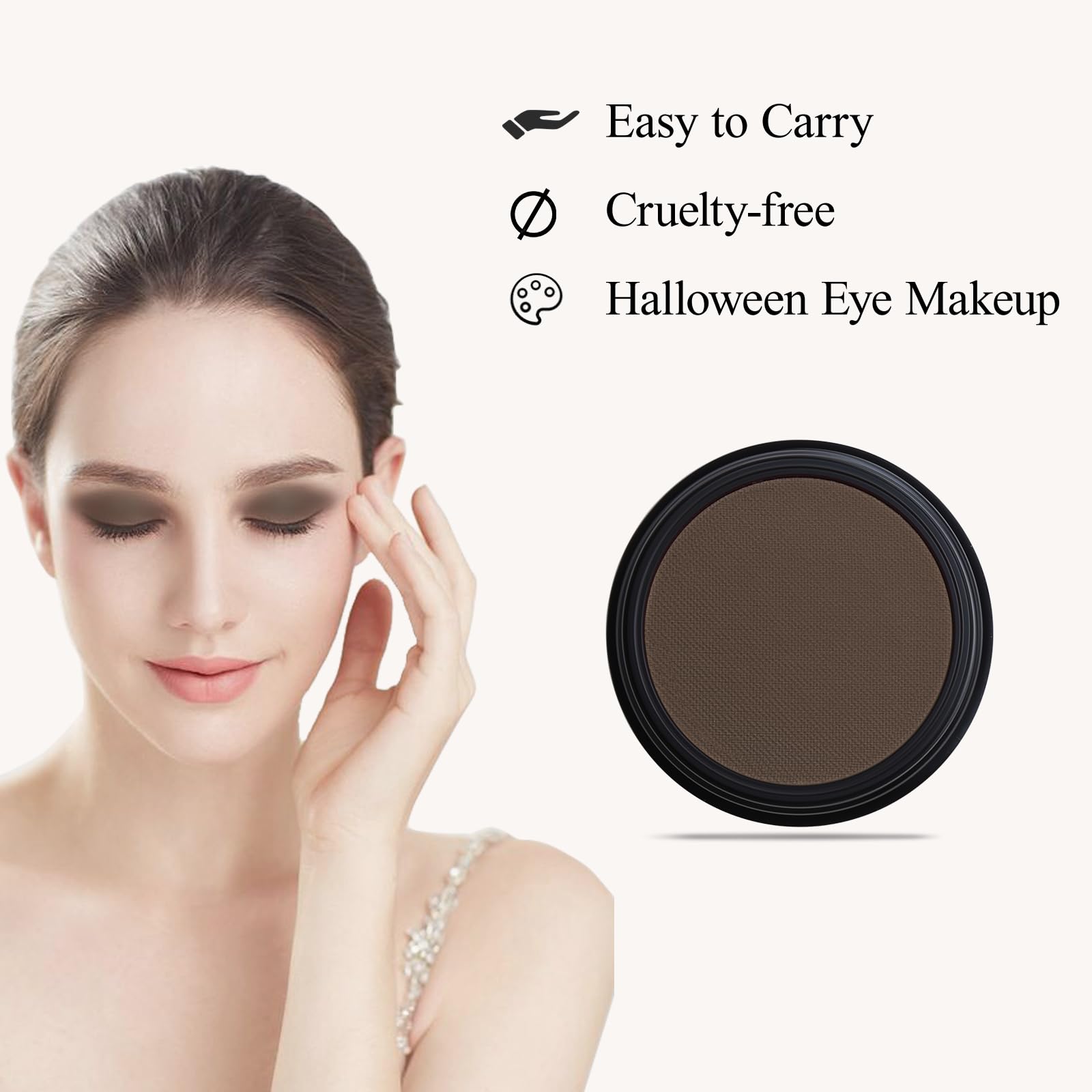 FIVEFULU Single Ash-Brown Eyeshadow, Pressed Powder Matte Eye-Shadow Palette Make-up, Blendable Long Lasting High Pigment Ash-Brown Eye Makeup Halloween Eye Paint & Face Body Paint