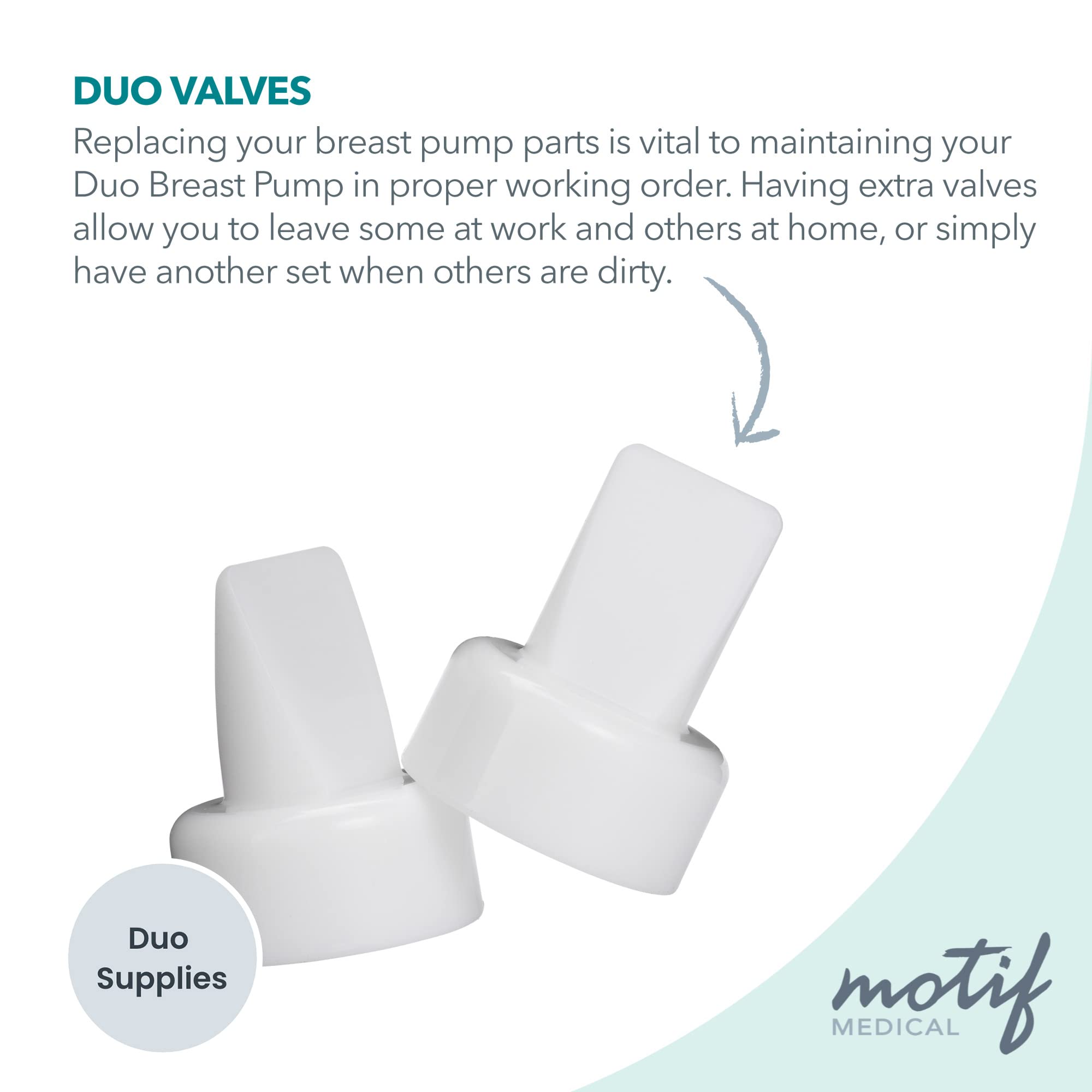 Motif Medical Replacement Breast Pump Valve For Motif Duo Breast Pump - Easy-To-Attach Breast Pump Duckbill Valves - Portable Motif Duo Pump Parts (2 Valves Included)