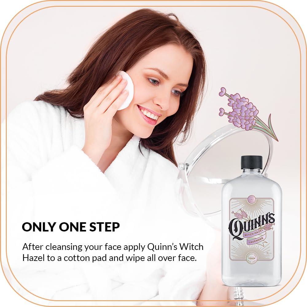 Quinns Alcohol-Free Witch Hazel 16oz - Lavender & Aloe Vera Natural Toner for Face & Skin