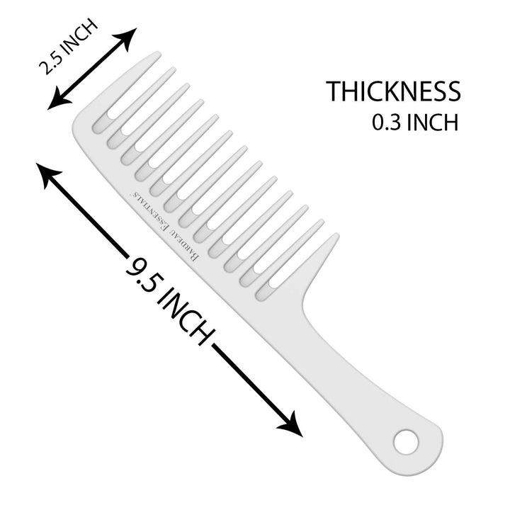 Extra Large Detangler Comb | Wide Tooth Shower Comb with Handle | Big Paddle Comb for Men and Women | Ideal for Everyday Use | For All Hair Types | By Bardeau Essentials (White)