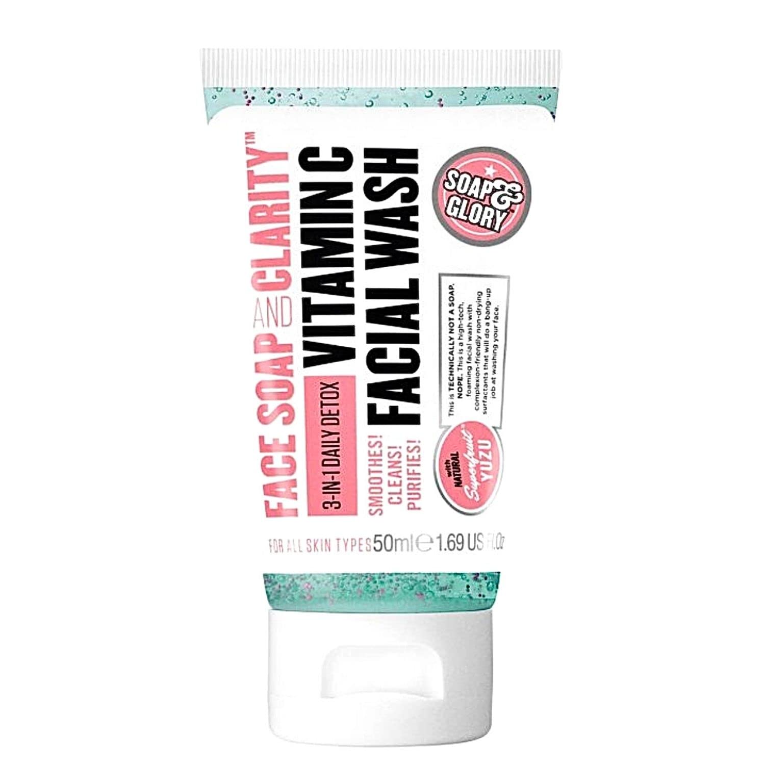 Soap & Glory, Face Soap and Clarity, 3 in 1 Daily Detox, Vitamin C, Facial Wash 1 fl oz
