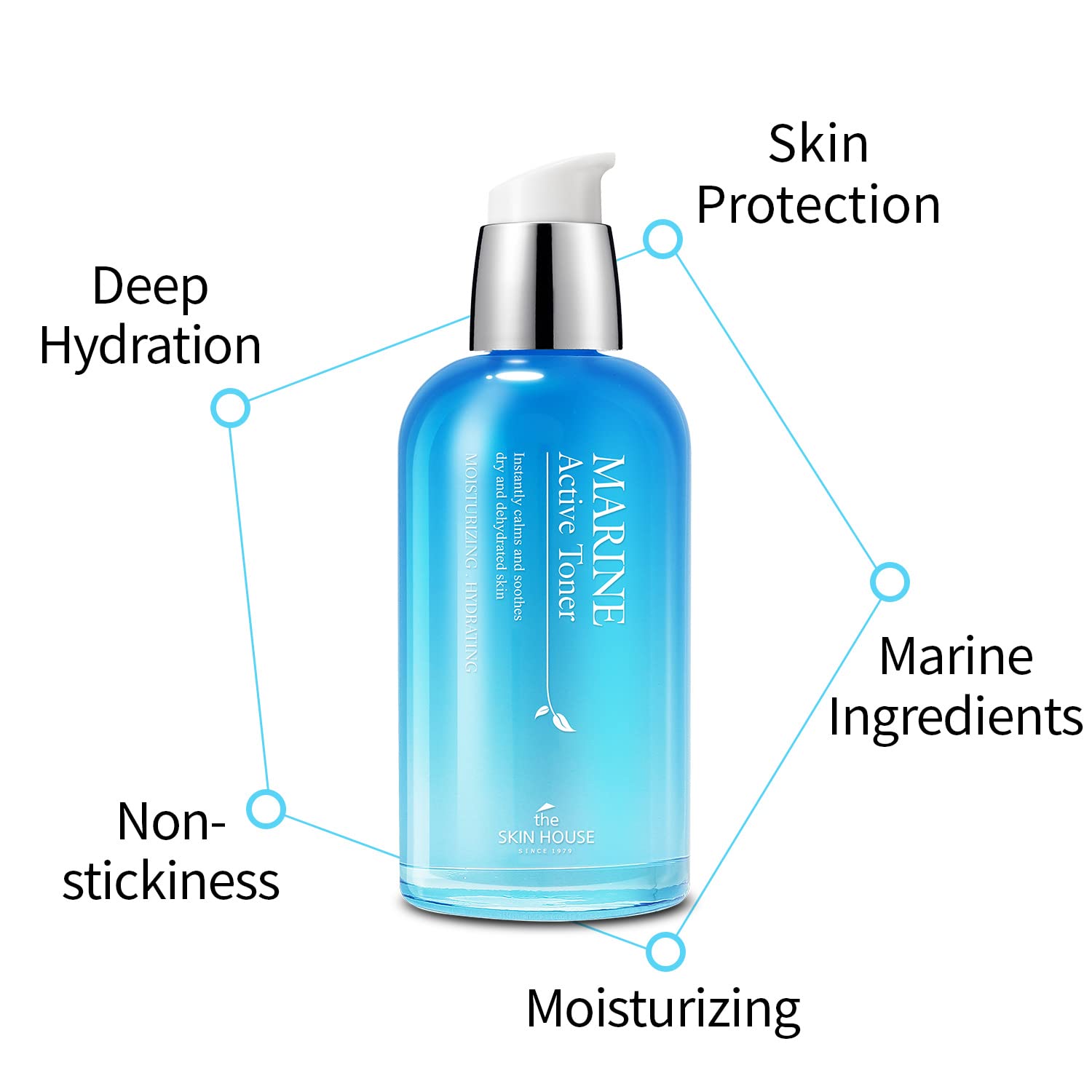THE SKIN HOUSE Marine Active Toner/Deep Hydration Soothing,Refreshing/Paraben Free, Cruelty Free, Korean Skin Care130ml (4.4 fl.oz)