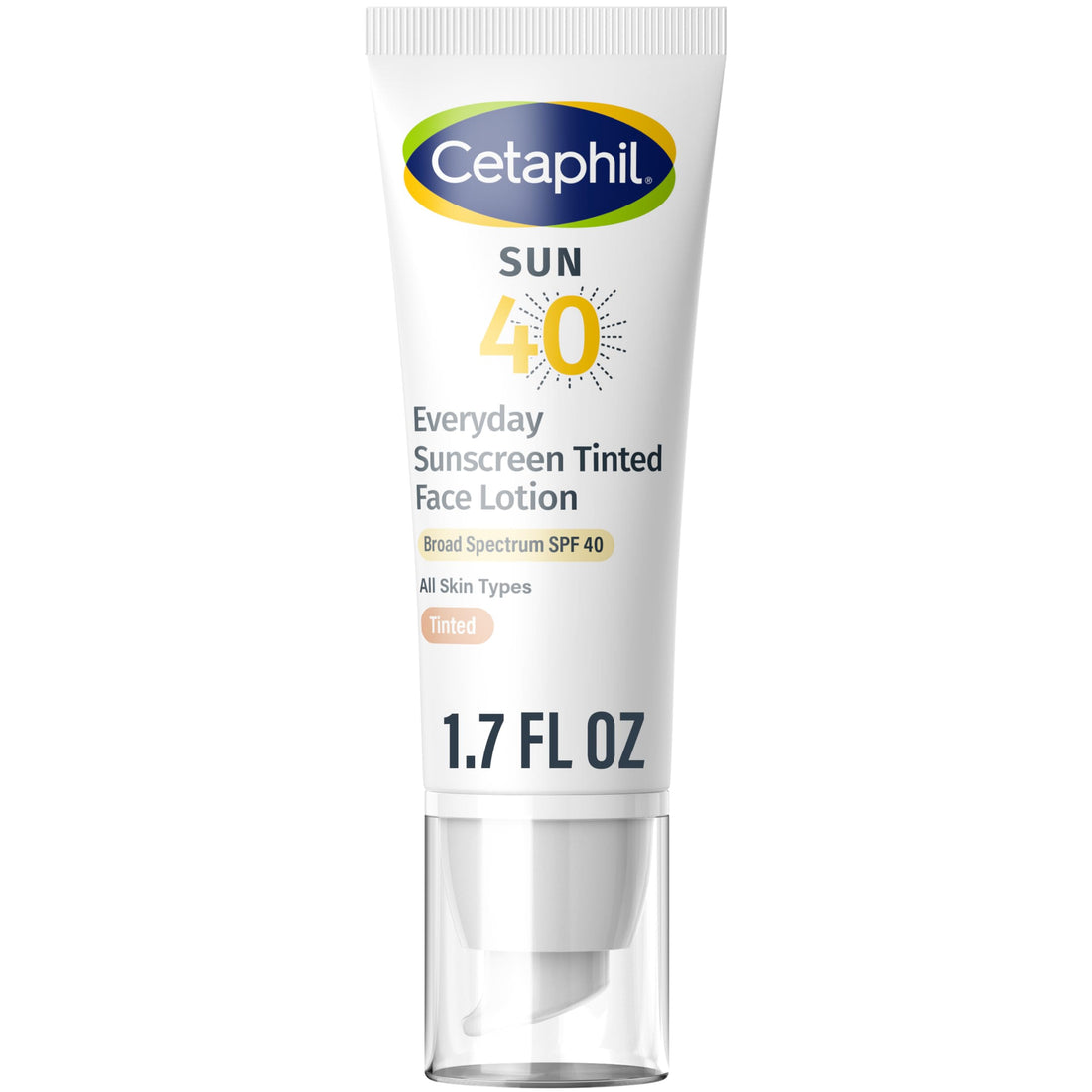 CETAPHIL Everyday Sunscreen Tinted Lotion for Face, 1.7 fl oz, 100% Mineral Sunscreen: Titanium Dioxide & Zinc Oxide, SPF 40, For Sensitive Skin
