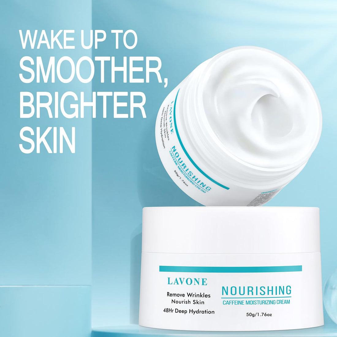 Face Moisturizer - LAVONE Moisturizer Face Cream for Women and Men with Caffeine, Hyaluronic Acid, Vitamin E/C | Daily and Night Facial Moisturizer | For Dry, Oily, Sensitive, and Acne-Prone Skin