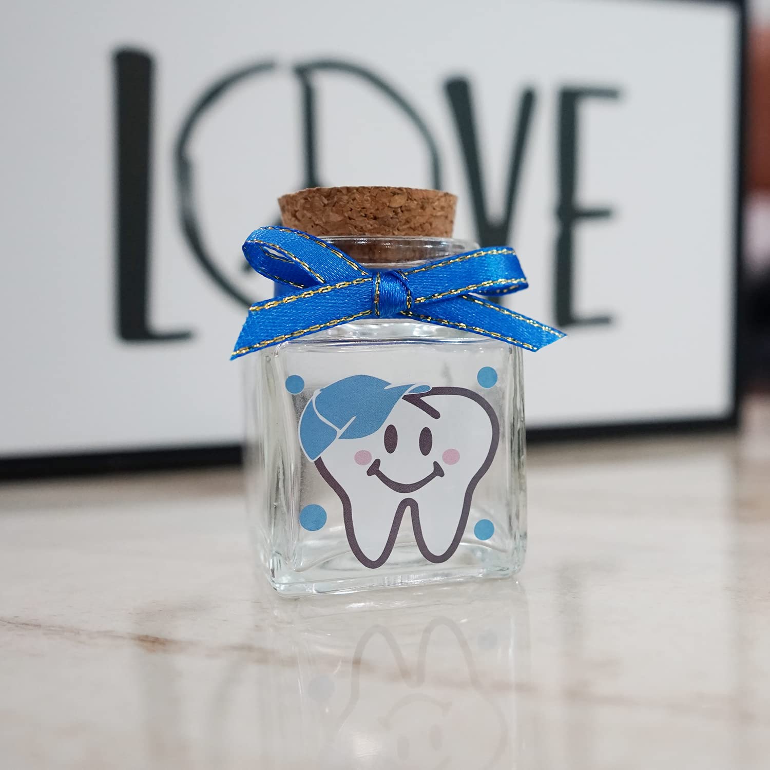 HAMUIERS Baby Tooth Box, Tooth Fairy Box for Lost Teeth, Glass Tooth Holders for Kids First Teeth Keepsake Box Gifts for Baby - Boy