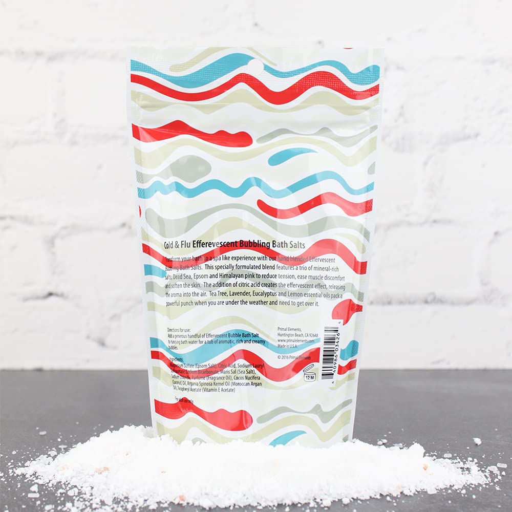 Primal Elements Bubbling Bath Salts, Cold and Flu, 12 Ounce