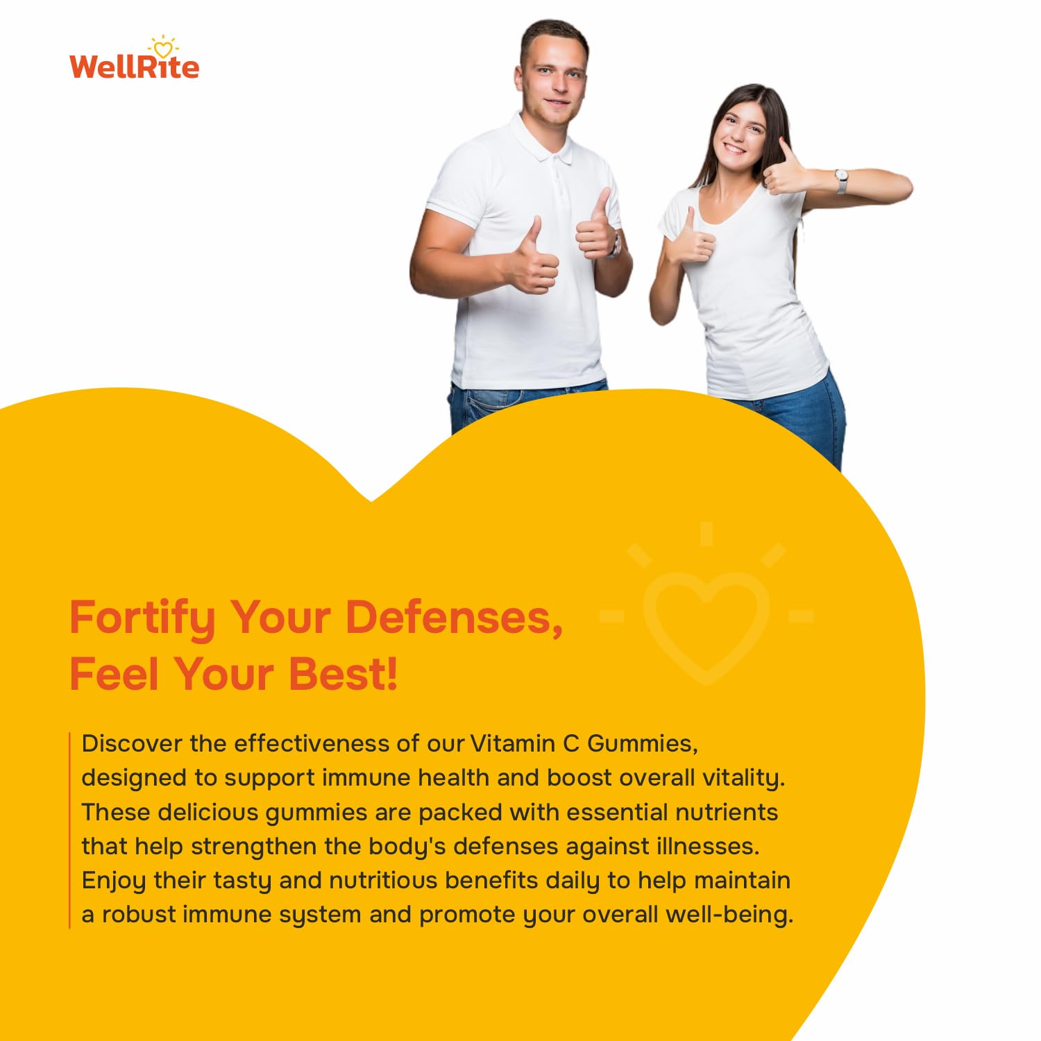 Wellrite Vitamin C Gummy Vitamins which Helps Boost Immunity, 60 Count, Orange Flavored, Vegan, Gelatin Free, Gluten Free, Nut Free, Boosts Immunity, Antioxidant, Prevents Iron Deficiency