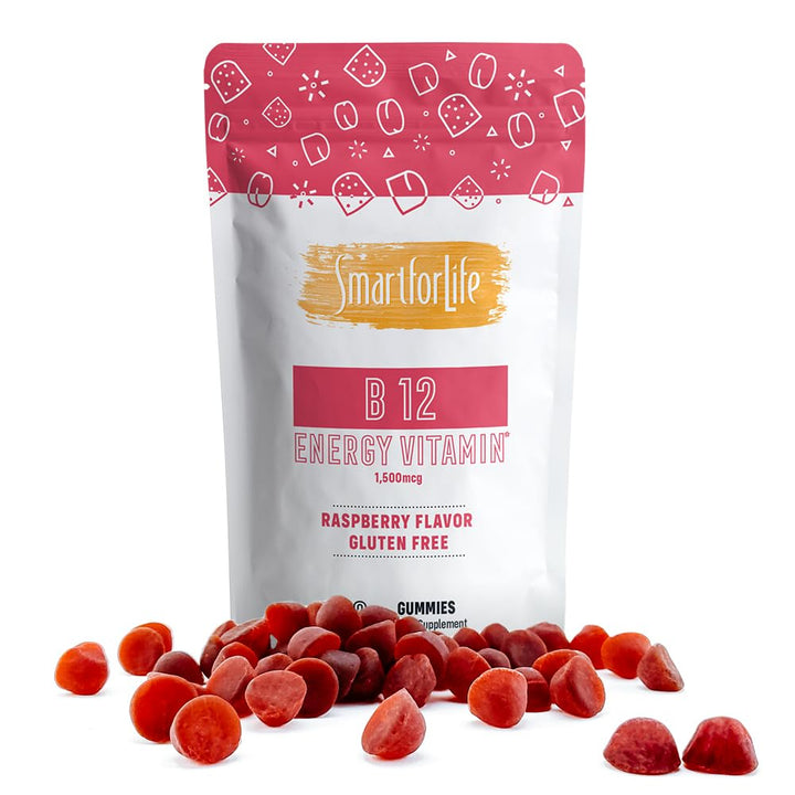 B12 Gummy Vitamins - 1500 mcg Vitamin B12 Gummies for Adults and Kids - Helps with Energy, Metabolism, Bone Nervous System Support - Raspberry Flavor - 60 Count - 60 Day Supply