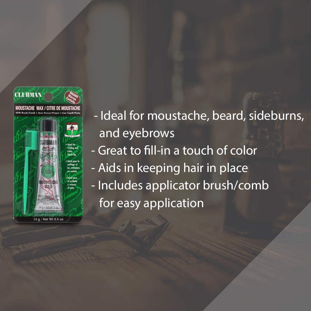 Clubman Moustwax W/Brush Brown (2 Pack)