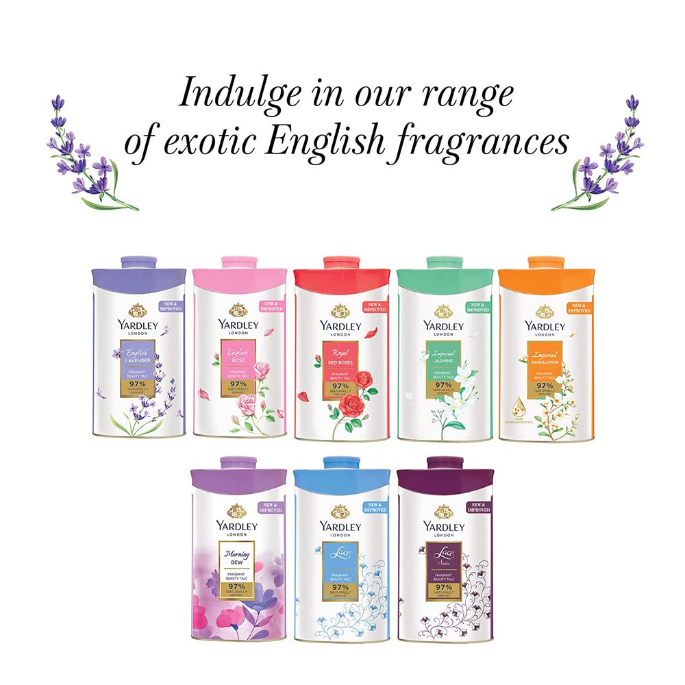 Yardley London RED ROSE Perfumed Deodorizing Talc Talcum Powder 100gm