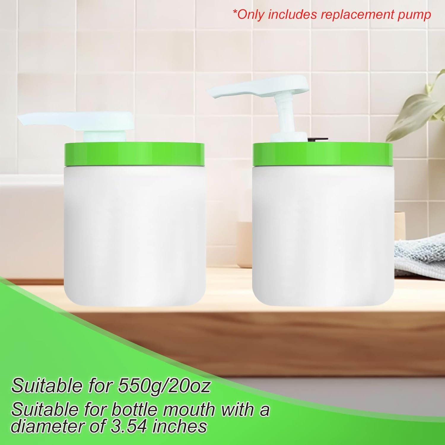 Wide Mouth Pump Dispenser with Lid Compatible for Cetaphil Body Moisturizer 550g/20oz Pump Lid Dispenser 3.54inch Diameter Replacement