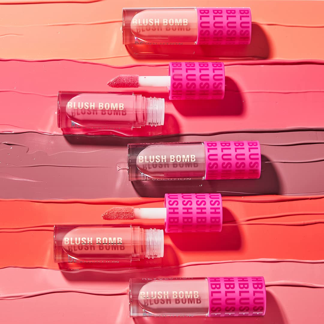 Revolution Beauty, Blush Bomb Cream Blusher, Lightweight Makeup & Creamy Formula for a Dewy Finish, Enriched with Vitamin E, Dolly Rose, 0.15 Fl. Oz.