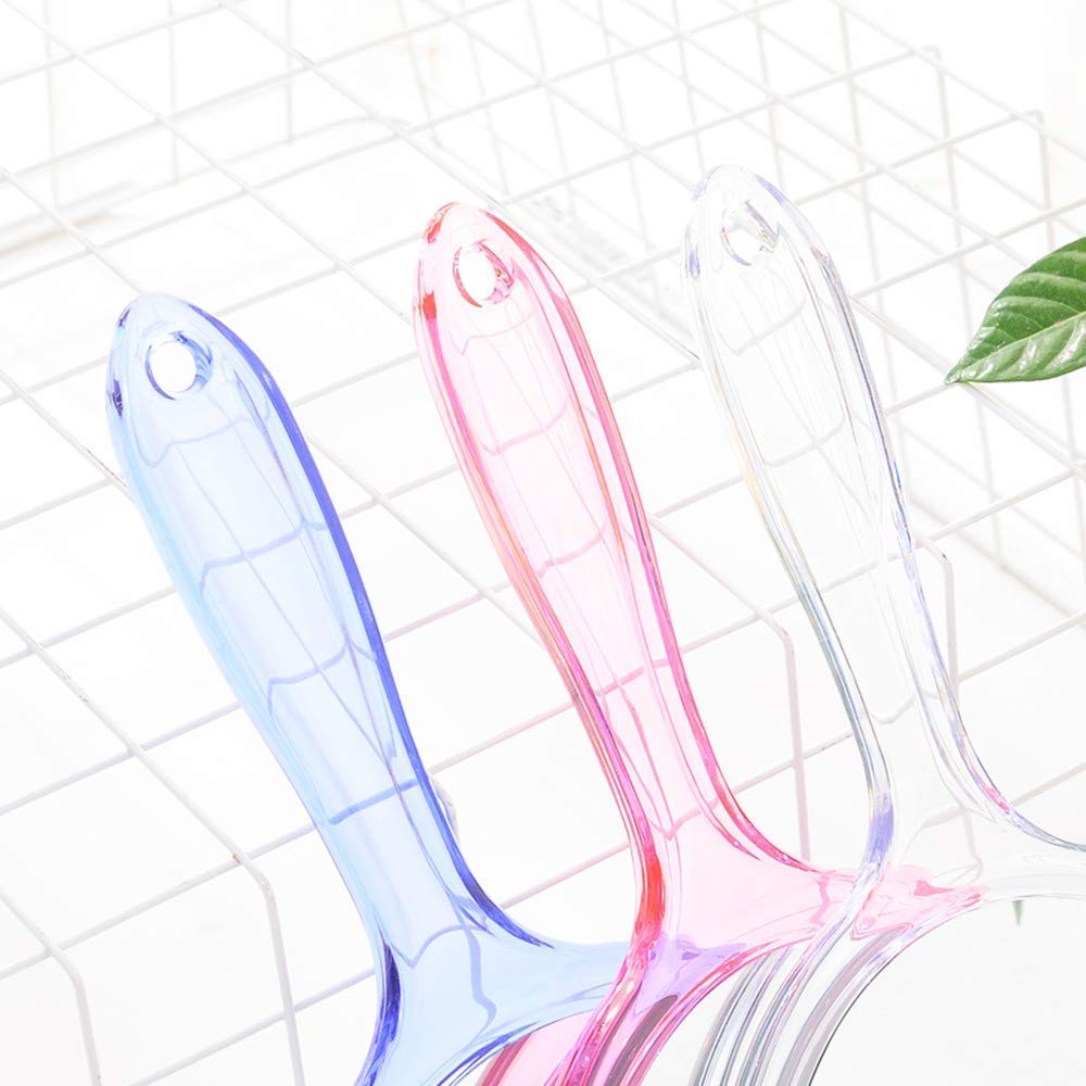 TOPYHL Makeup Hand Mirror, Double-Sided 3X 1x Magnifying Large Travel Handheld Mirror Cosmetic Mirror Acrylic Clear Finish Round Mirror (Blue)