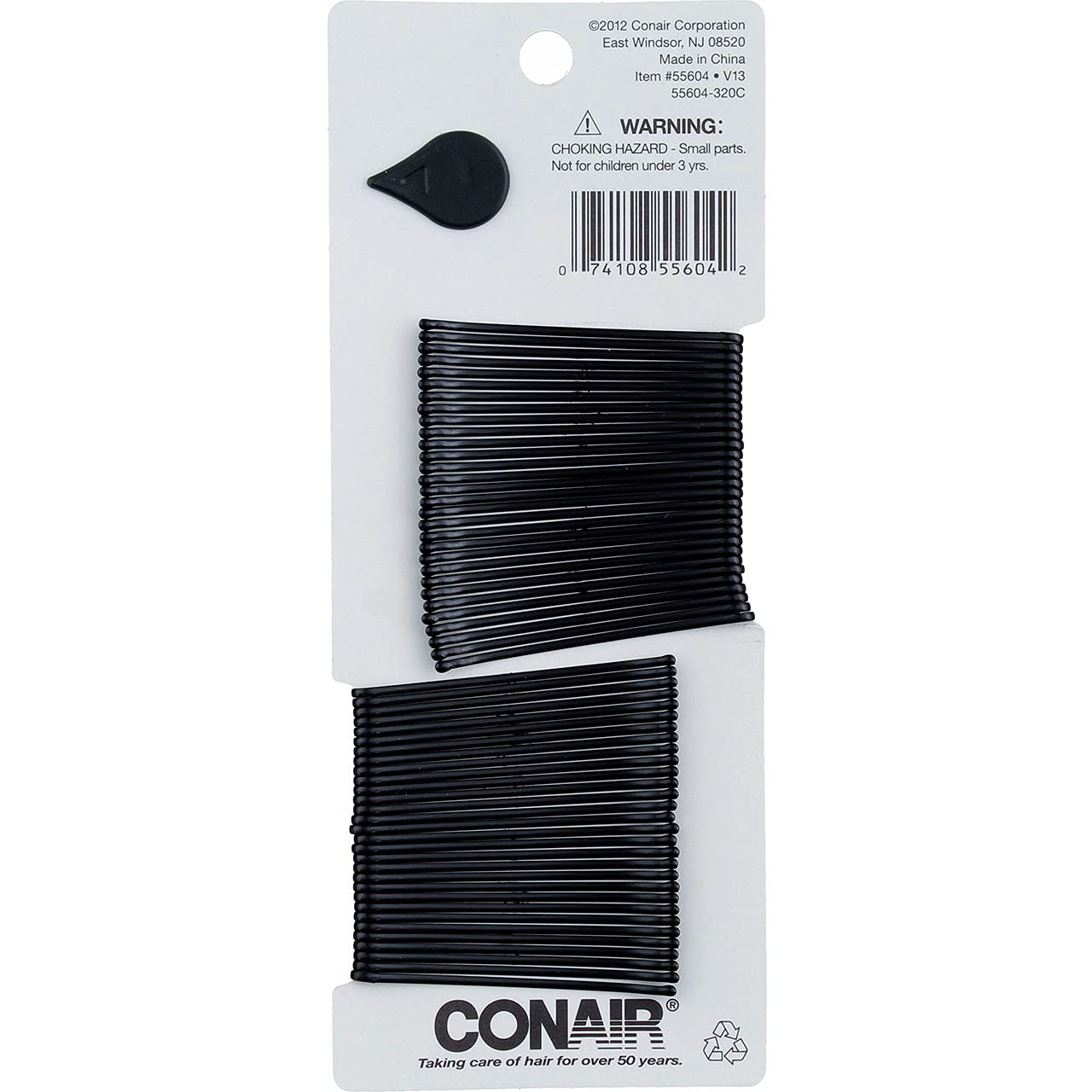 Conair Bobby Pins, Curved, Black 60 Pins (Pack Of 6)