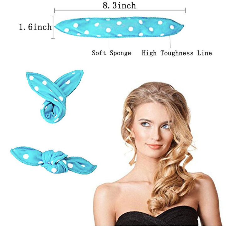 Generic Foam Hair Curlers, Pillow Cloth Hair Rollers, No Heat Sleeping Soft Sponge Rollers for Long, Short, Thick & Thin Hair Spiral Curls Hair Free Headband (Blue)