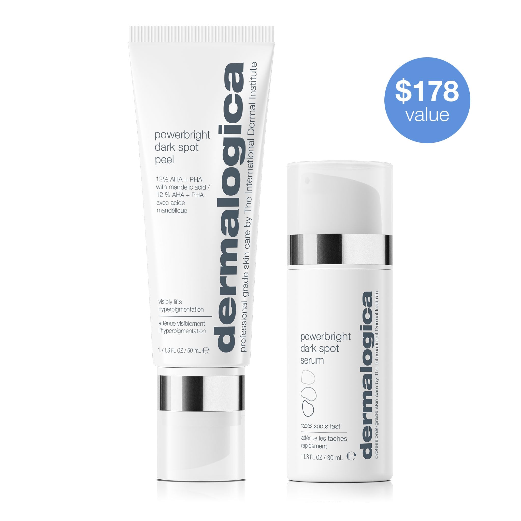 Dermalogica PowerBright Dark Spot System Skin Care Kit, Includes Face Serum and Peel - Fade, Lift, and Prevent Dark Spots and Hyperpigmentation