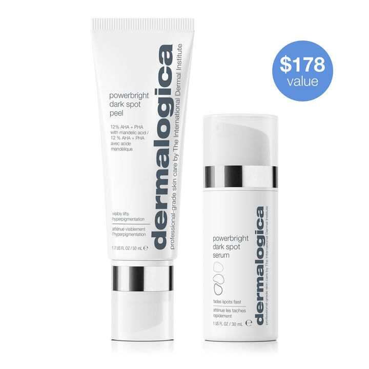 Dermalogica PowerBright Dark Spot System Skin Care Kit, Includes Face Serum and Peel - Fade, Lift, and Prevent Dark Spots and Hyperpigmentation