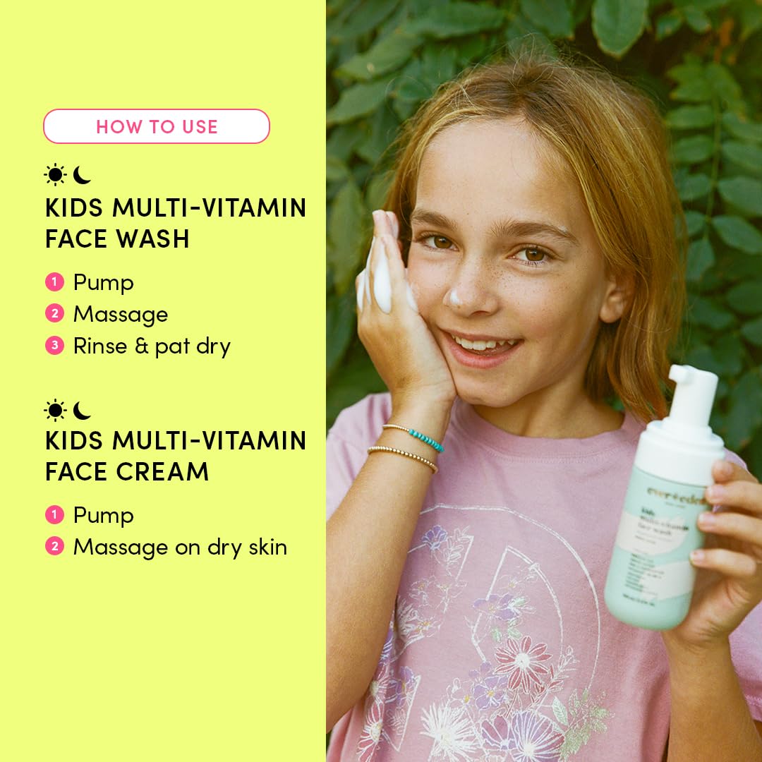 Evereden Kids Happy Face Duo (Melon Juice) - Multi-Vitamin Kids Face Wash & Kids Face Cream Set - Clean & Vegan Skin Care for Kids 3+ - Moisturizing, Nourishing, & Protective Kids Skin Care Set