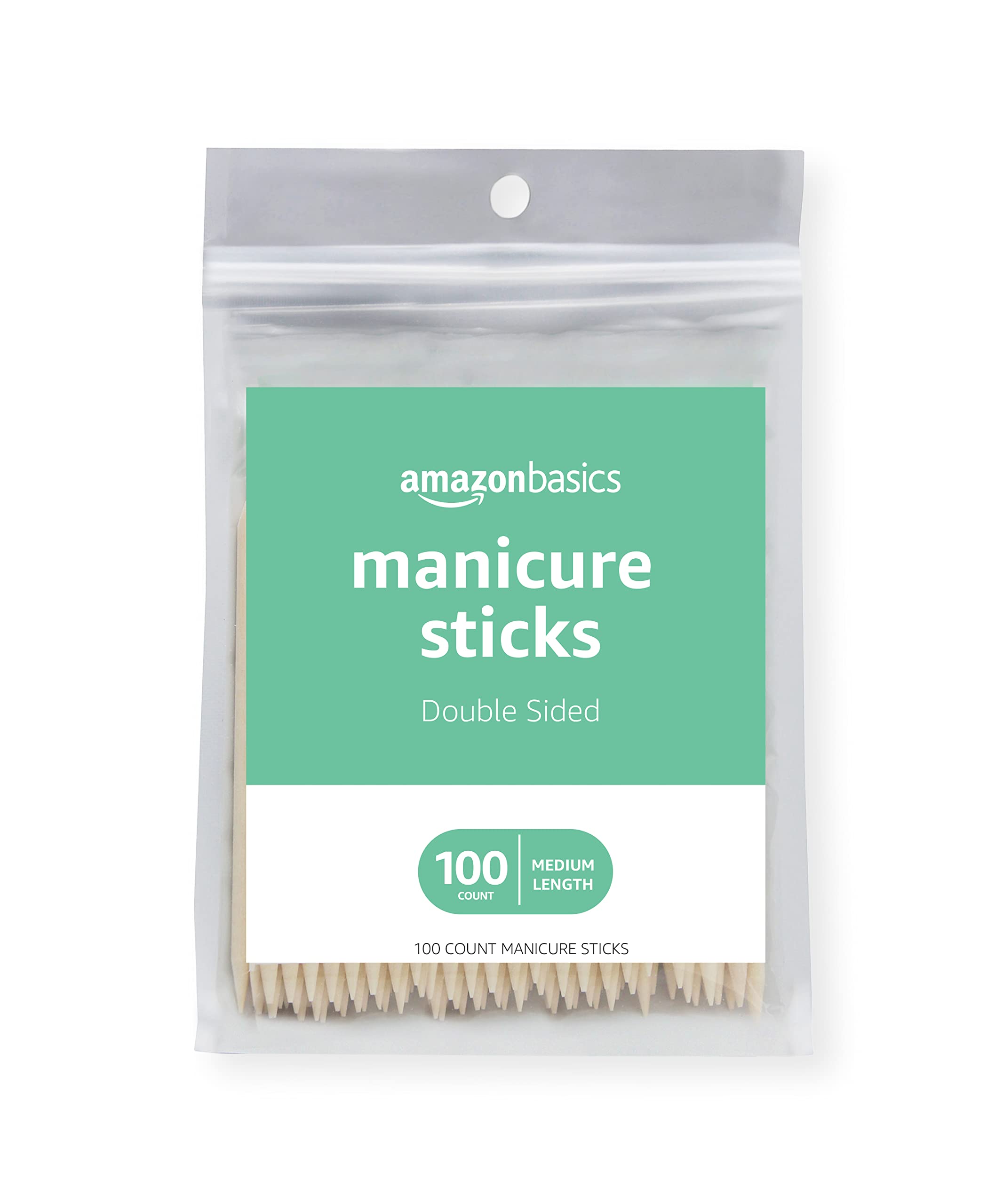Amazon Basics Manicure Sticks, Medium Length, 100 Count, Orange, Solid