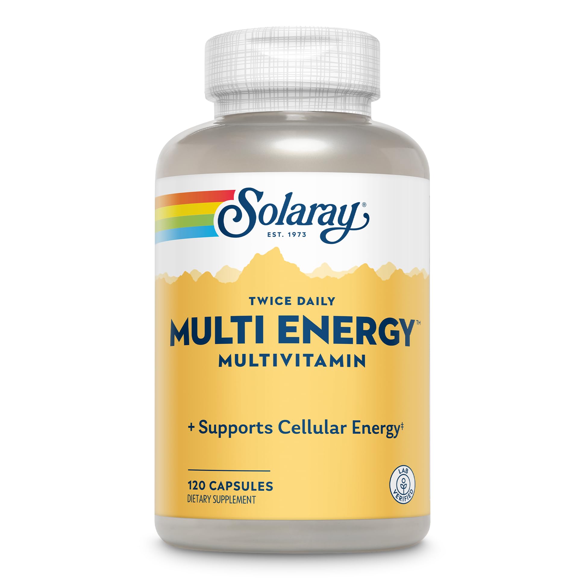 Solaray Twice Daily Multi Energy Multivitamin, Iron Free | Complete Multi for Immune & Energy Support | Non-GMO | 120ct