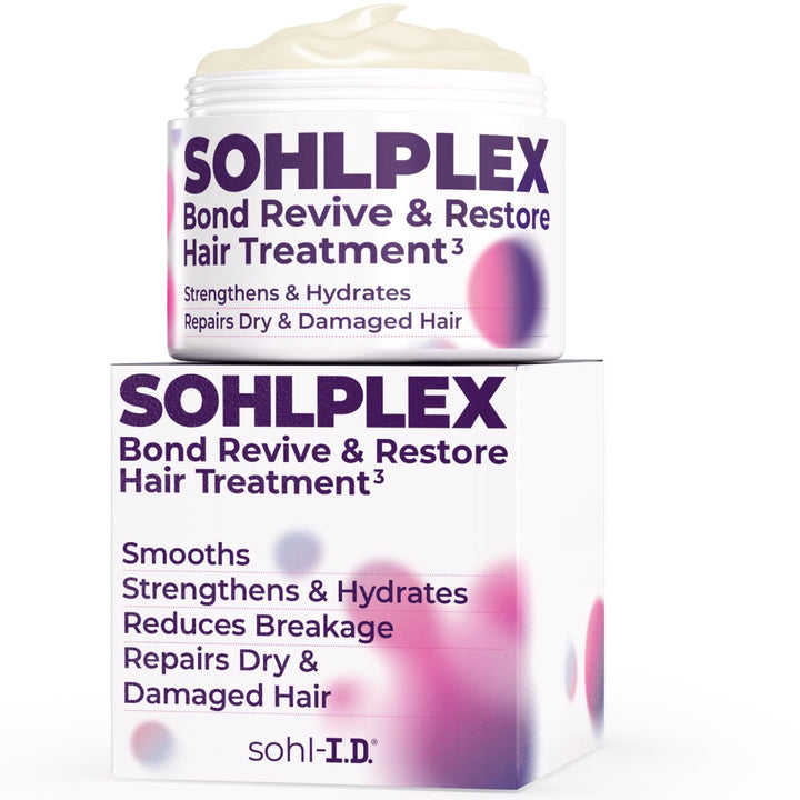 SOHLPLEX Bond Restore Treatment for Dry Damaged Hair, Deep Conditioning Mask for Frizzy & Damaged Strands, Moisturizer with Hyaluronic Acid, Vitamins B3, B5, B7, C & E, 100% Vegan & Cruelty-Free